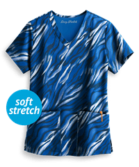 Easy STRETCH by Butter-Soft™ Wild Stripes Women's 2-Pocket V-Neck Print Scrub Top