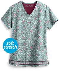 Easy STRETCH by Butter-Soft™ Ornamental Women's 2-Pocket V-Neck Print Scrub Top