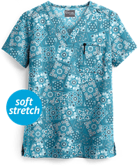 UA Butter-Soft STRETCH Bandana Paisley Women's 1-Pocket V-Neck Print Scrub Top