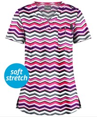 UA Butter-Soft STRETCH Miami Deco Rosebud Women's 1-Pocket V-Neck Print Scrub Top