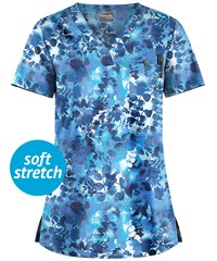UA Butter-Soft STRETCH Mystic Floral Ceil Women's 1-Pocket V-Neck Print Scrub Top