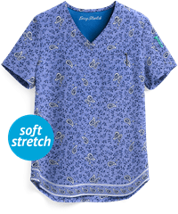 Easy STRETCH by Butter-Soft™ Chloe Ornamental Women's 2-Pocket Tuck-In Print Scrub Top