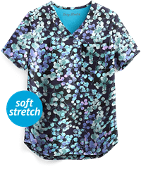 Easy STRETCH by Butter-Soft™ Floral Blossoms Chloe Women's 2-Pocket Tuck-In Print Scrub Top