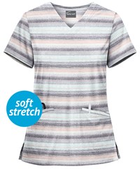 UA Butter-Soft Filter Stripe Lotus Women's 2-Pocket V-Neck Print Scrub Top