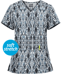 UA Butter-Soft STRETCH Kasih Ikat Women's 2-Pocket V-Neck Print Scrub Top