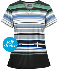 UA Butter-Soft STRETCH Lovely Stripes Women's 2-Pocket Print Scrub Top