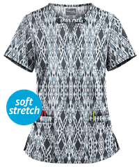 UA Butter-Soft STRETCH Kasih Ikat Women's 4-Pocket V-Neck Print Scrub Top