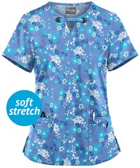 UA Butter-Soft STRETCH Whispering Floral Ceil Women's 4-Pocket Large Grommet Print Scrub Top