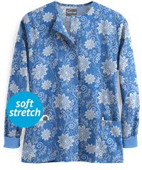 Butter-Soft Winter Breeze Ceil Women's 2-Pocket Warm Up Print Scrub Jacket