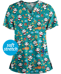UA Flex2 Pandawanda Woodland Caribbean Blue Print Scrub Top