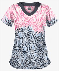 UA Abstract Floral Cloud Blue Women's 4-Pocket Scallop Neck Print Scrub Top