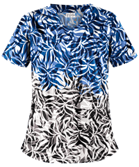 UA Abstract Floral Royal Women's 2-Pocket Scallop Neck Print Scrub Top