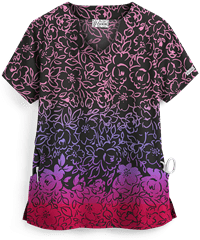 UA Cascading Gradient Black Printed Women's 2-Pocket Scallop Neck Scrub Top