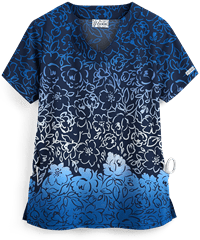 UA Cascading Gradient Navy Women's 2-Pocket Scallop Neck Print Top