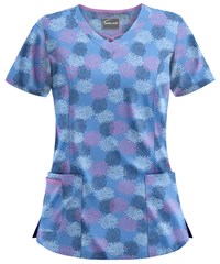UA Burst of Geo Ceil Women's 3-Pocket Criss Cross Print Scrub Top