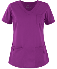 Style # UA638C: BEBURButter-Soft Core by UA™ Women's 5-Pocket Rounded V-Neck Scrub Top