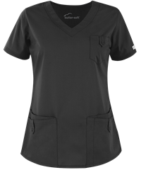 Style # UA638C: BLACKButter-Soft Core by UA™ Women's 5-Pocket Rounded V-Neck Scrub Top