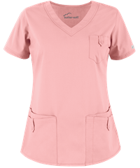 Style # UA638C: BLUSHButter-Soft Core by UA™ Women's 5-Pocket Rounded V-Neck Scrub Top