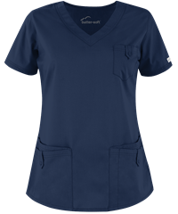 Style # UA638C: NAVYButter-Soft Core by UA™ Women's 5-Pocket Rounded V-Neck Scrub Top