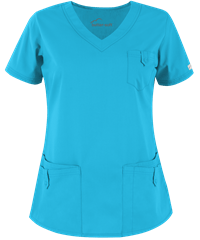 Style # UA638C: TURQUButter-Soft Core by UA™ Women's 5-Pocket Rounded V-Neck Scrub Top