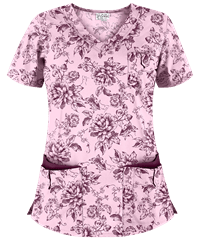 UA Rose Etching Country Rose Print Scrub Top
