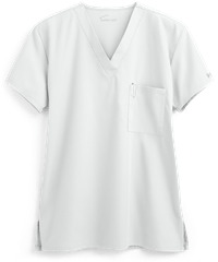 Style # UA71C: WHITEButter-Soft Core by UA™ Unisex 1-Pocket Scrub Top