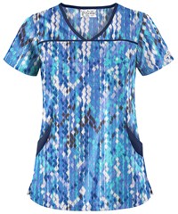 UA Antik Ikat Royal Women's 4-Pocket Princess Seam Printed Scrub Top