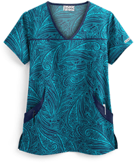 UA Paisley Delight Turquoise Women's 4-Pocket Princess Seam Print Top