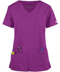Style # UAS194C: BEBURButter-Soft Core by UA™ Women's 4-Pocket Scallop Neck Scrub Top