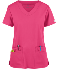 Style # UAS194C: FUCHSButter-Soft Core by UA™ Women's 4-Pocket Scallop Neck Scrub Top