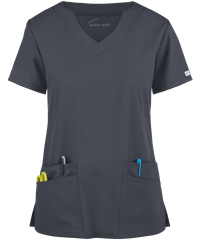 Style # UAS194C: PEWTEButter-Soft Core by UA™ Women's 4-Pocket Scallop Neck Scrub Top