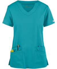 Style # UAS194C: TEALButter-Soft Core by UA™ Women's 4-Pocket Scallop Neck Scrub Top