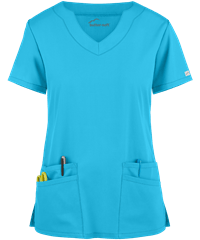 Style # UAS194C: TURQUButter-Soft Core by UA™ Women's 4-Pocket Scallop Neck Scrub Top