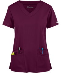 Style # UAS194C: WINEButter-Soft Core by UA™ Women's 4-Pocket Scallop Neck Scrub Top