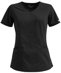 Style # UAS626C: BLACKButter-Soft Core by UA™ Women's 3-Pocket Crisscross V-Neck Scrub Top