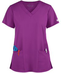 Style # UAS697C: BEBURButter-Soft Core by UA™ Women's 4-Pocket Rounded V-Neck Scrub Top