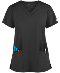 Style # UAS697C: BLACKButter-Soft Core by UA™ Women's 4-Pocket Rounded V-Neck Scrub Top
