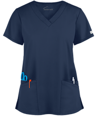 Style # UAS697C: NAVYButter-Soft Core by UA™ Women's 4-Pocket Rounded V-Neck Scrub Top