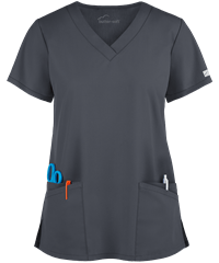 Style # UAS697C: PEWTEButter-Soft Core by UA™ Women's 4-Pocket Rounded V-Neck Scrub Top