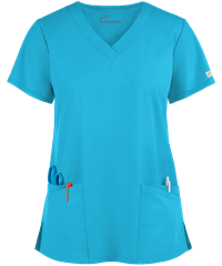 Style # UAS697C: TURQUButter-Soft Core by UA™ Women's 4-Pocket Rounded V-Neck Scrub Top