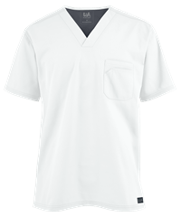 Style # UAS716C: WHITEButter-Soft Core by UA™ Men's 1-Pocket Back Yoke Scrub Top