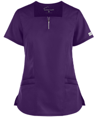 Style # UAS769C: EGGPLButter-Soft Core by UA™ Women's 4-Pocket Zip Placket Scrub Top