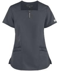 Style # UAS769C: PEWTEButter-Soft Core by UA™ Women's 4-Pocket Zip Placket Scrub Top