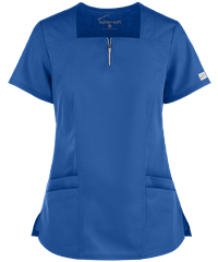 Style # UAS769C: RROYButter-Soft Core by UA™ Women's 4-Pocket Zip Placket Scrub Top