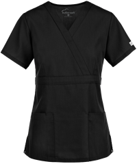 Style # UAS887C: BLACKButter-Soft Core by UA™ Women's 2-Pocket Empire Mock Wrap Scrub Top