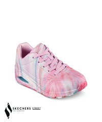 Skechers Street Uno Like Water Pink Multi Durabuck Women's Lace-Up Athletic Nursing Shoes