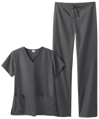 Vital Threads Unisex 3-Pocket V-Neck Scrub Set