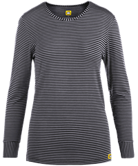 WonderWink Black/Pewter Women's Long Sleeve Striped Scrub Tee
