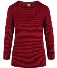 WonderWink Black/Red Women's Long Sleeve Striped Scrub Tee