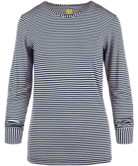WonderWink Navy/White Women's Long Sleeve Striped Scrub Tee